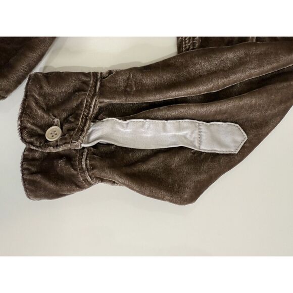 CP SHADES Size S Catrin Crushed Velvet LS Button Up Shirt Brown Rayon Silk - Picture 7 of 12